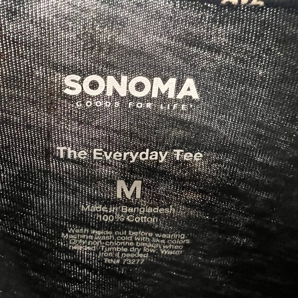 Sonoma Black & Cream Floral V-Neck Tee – Size M - Picture 4 of 12